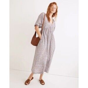 Madewell Marianna Dream-On Daisies Puff Sleeve Midi Dress in Pale Dawn sz XS/S